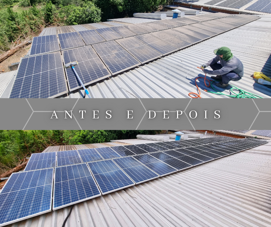 Painéis solares antes e depois